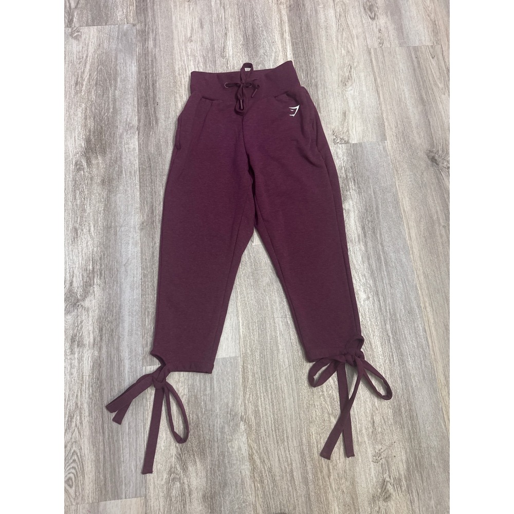 Gymshark Ark Womens High Waisted Tie‎ Cuff Joggers Maroon Size XS